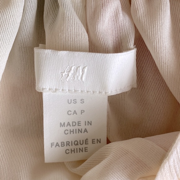 H&M Crinkled Cream/floral Dress Maxi Wedding Guest Event size S - Picture 8 of 12